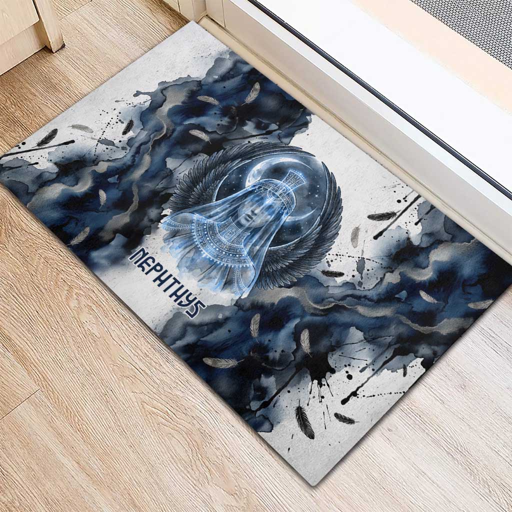 Nephthys Egyptian Rubber Doormat The Dark Sister Falcon Wings Moon Veil