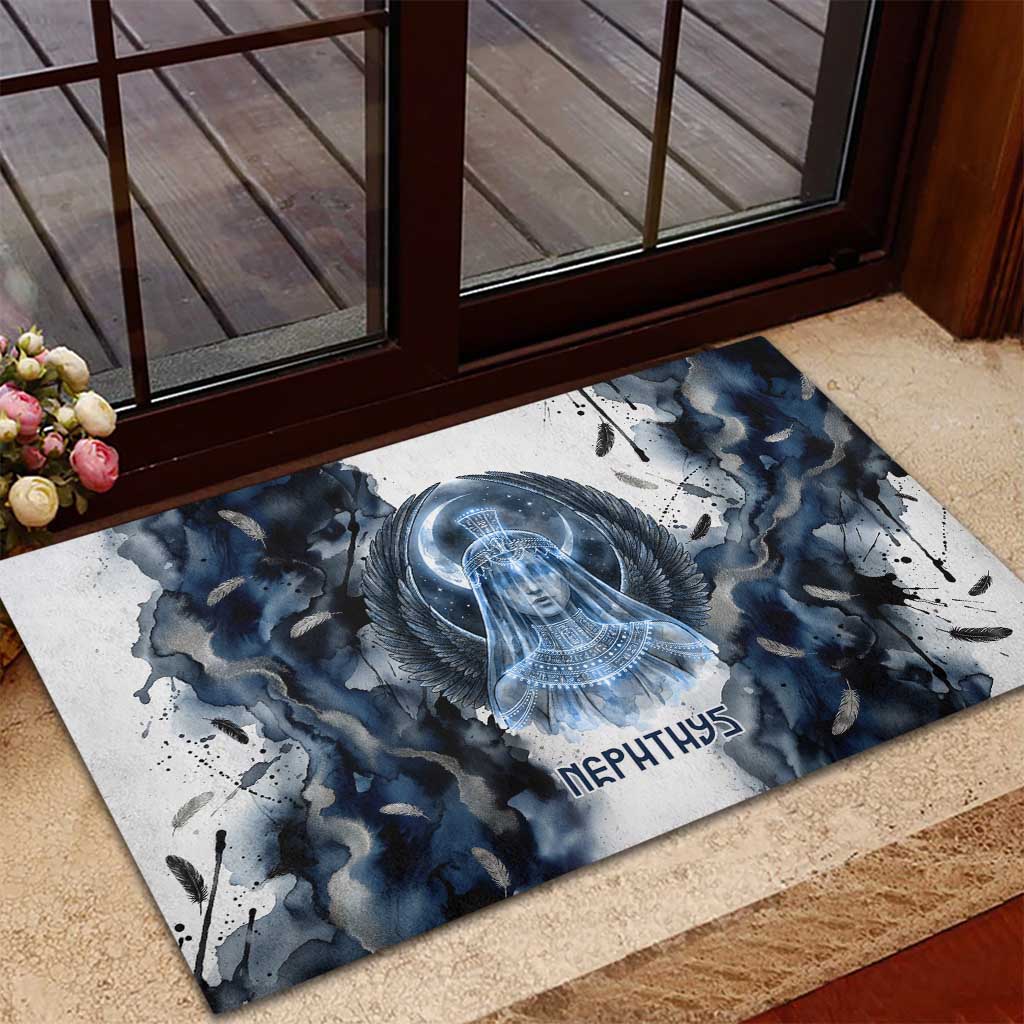 Nephthys Egyptian Rubber Doormat The Dark Sister Falcon Wings Moon Veil