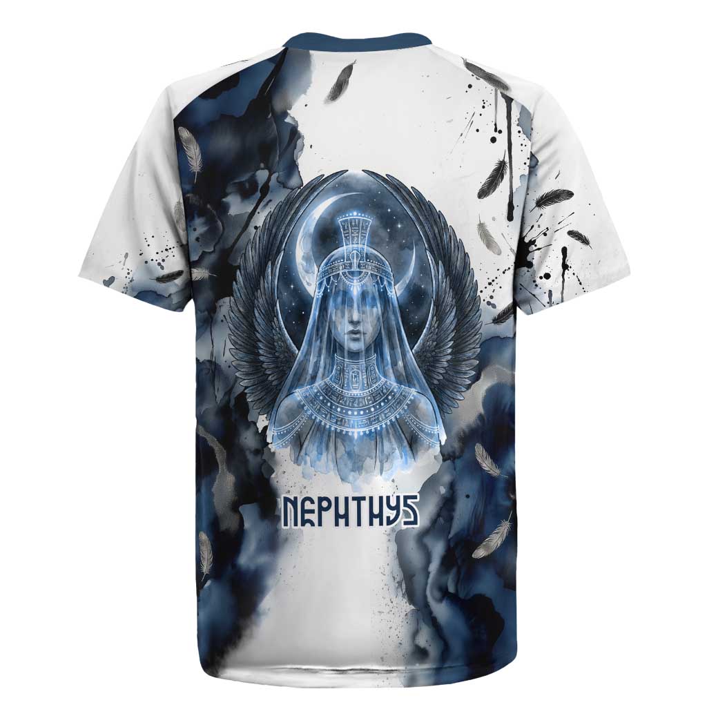 Nephthys Egyptian Rugby Jersey The Dark Sister Falcon Wings Moon Veil