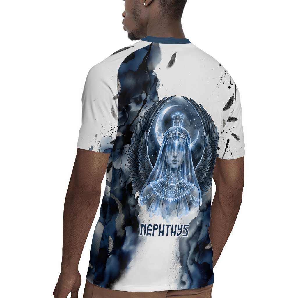 Nephthys Egyptian Rugby Jersey The Dark Sister Falcon Wings Moon Veil
