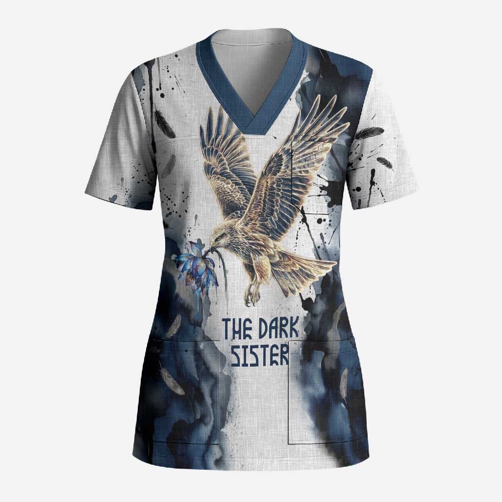 Nephthys Egyptian Scrub Top The Dark Sister Falcon Wings Moon Veil