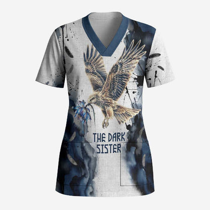 Nephthys Egyptian Scrub Top The Dark Sister Falcon Wings Moon Veil