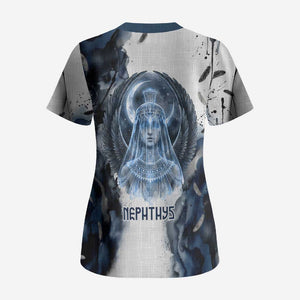 Nephthys Egyptian Scrub Top The Dark Sister Falcon Wings Moon Veil