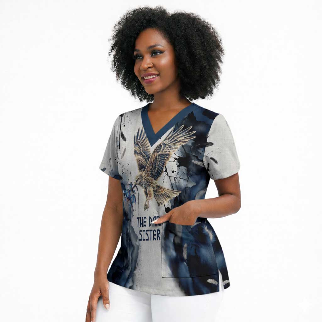 Nephthys Egyptian Scrub Top The Dark Sister Falcon Wings Moon Veil