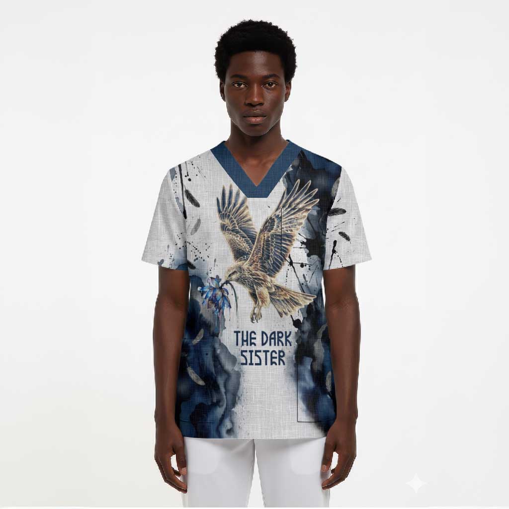 Nephthys Egyptian Scrub Top The Dark Sister Falcon Wings Moon Veil