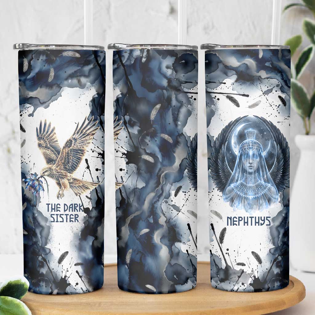 Nephthys Egyptian Skinny Tumbler The Dark Sister Falcon Wings Moon Veil