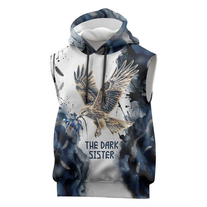 Nephthys Egyptian Sleeveless Hoodie The Dark Sister Falcon Wings Moon Veil