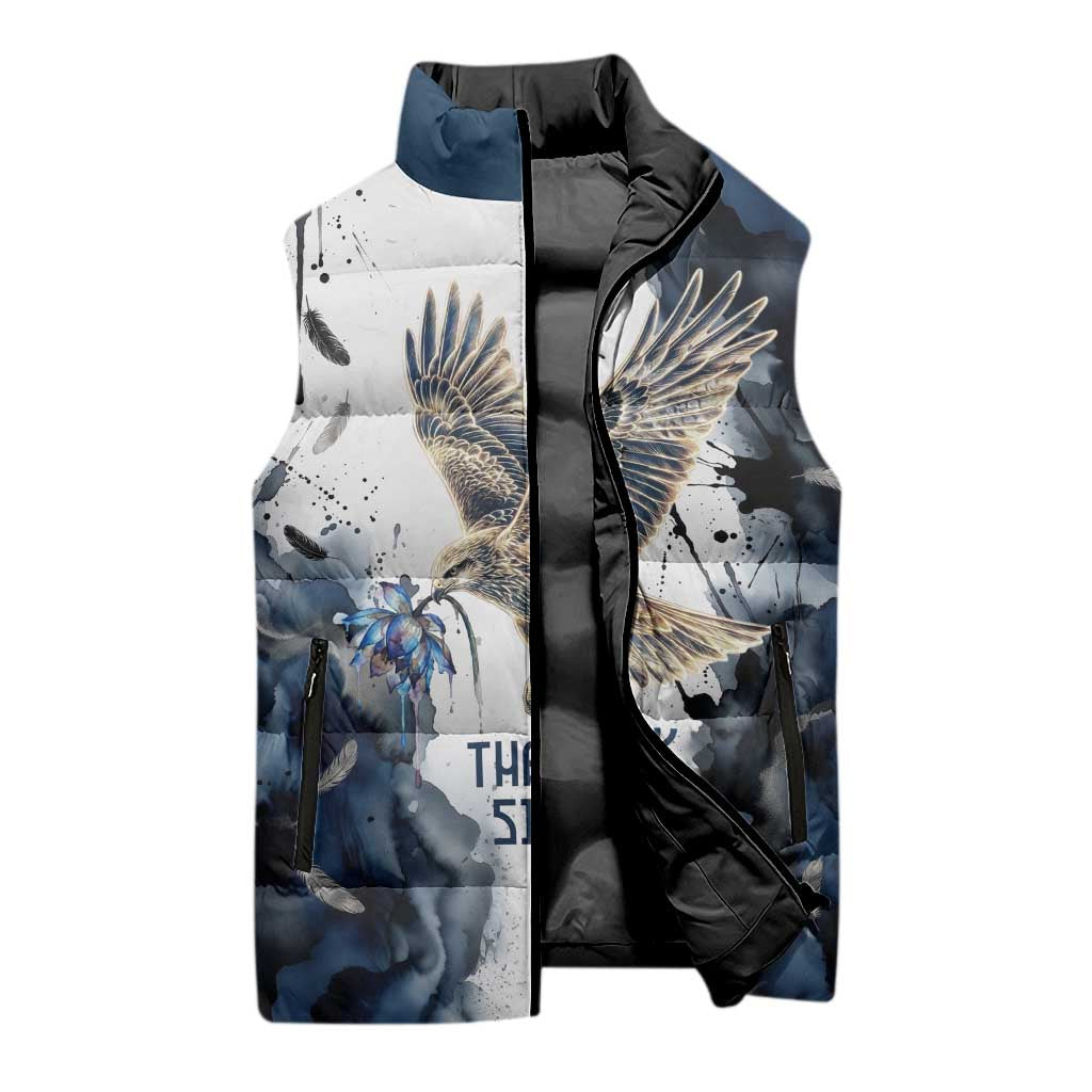Nephthys Egyptian Sleeveless Puffer Jacket The Dark Sister Falcon Wings Moon Veil