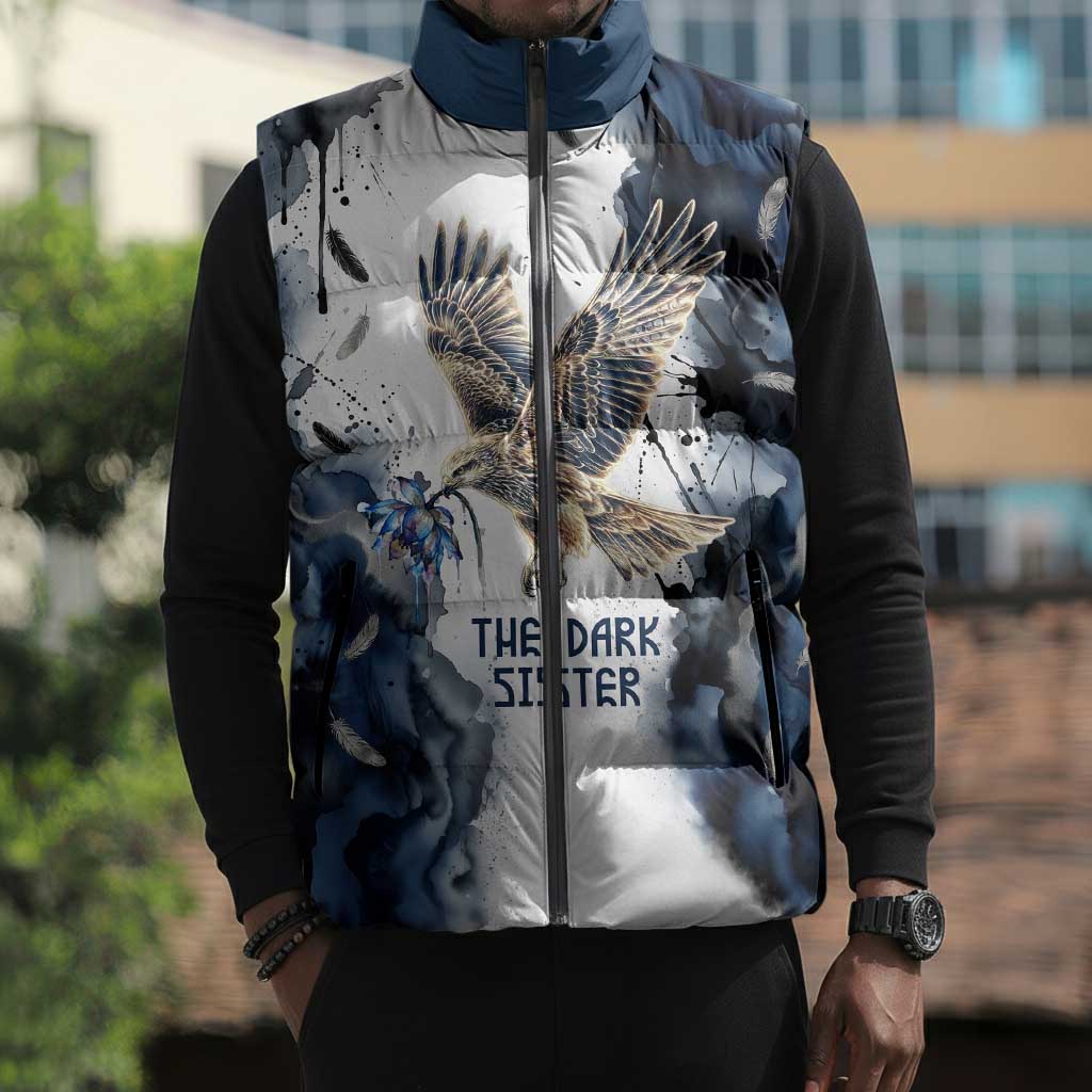 Nephthys Egyptian Sleeveless Puffer Jacket The Dark Sister Falcon Wings Moon Veil