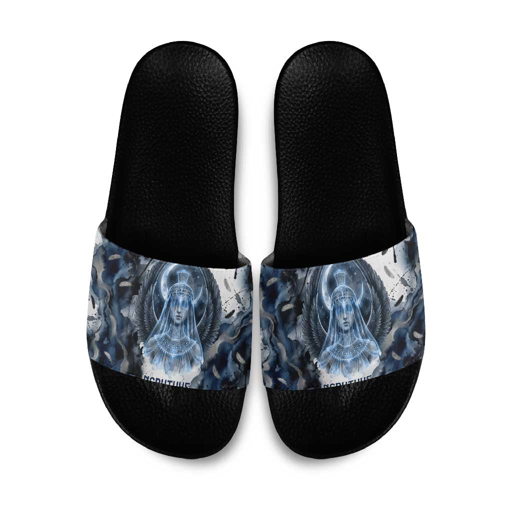 Nephthys Egyptian Slide Sandals The Dark Sister Falcon Wings Moon Veil