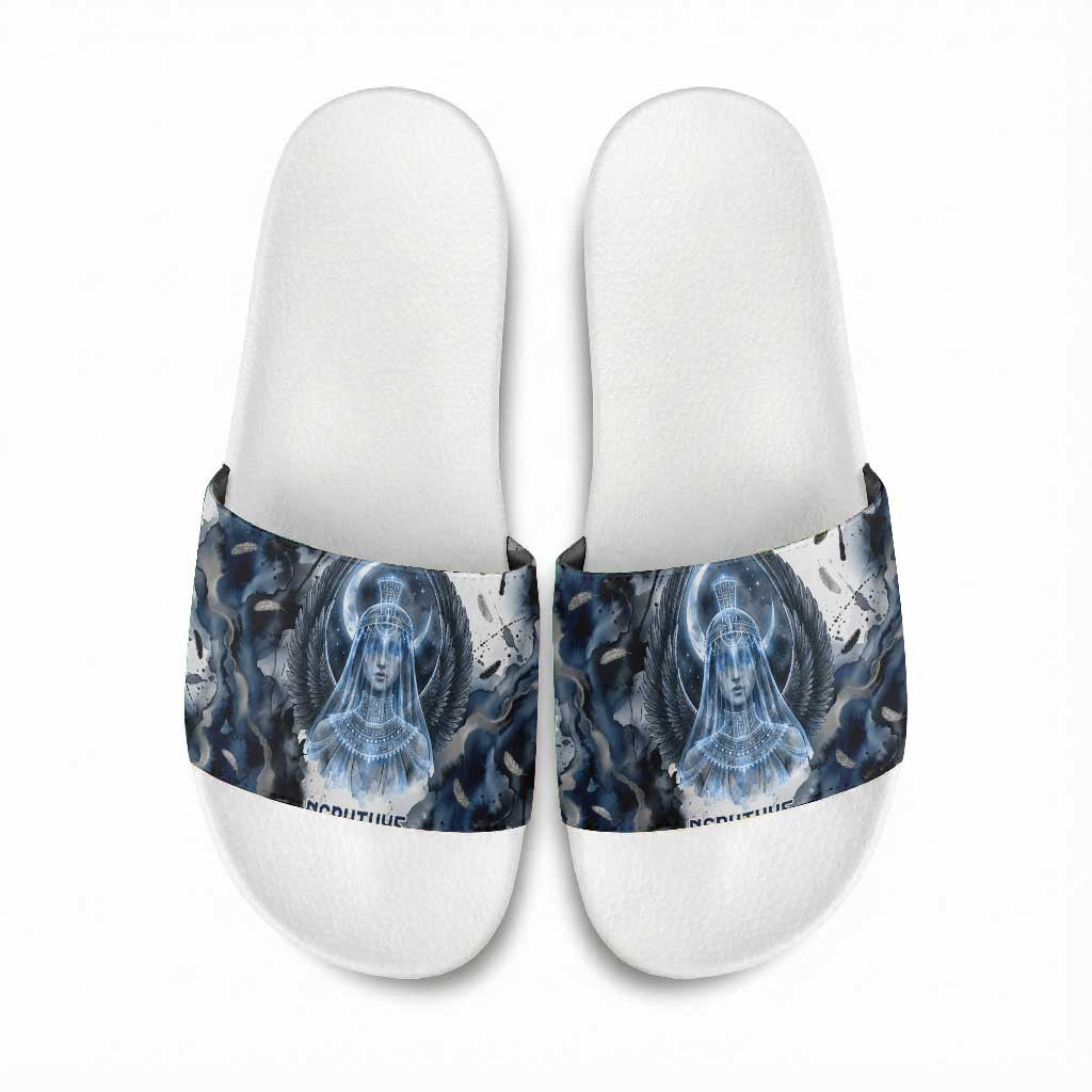 Nephthys Egyptian Slide Sandals The Dark Sister Falcon Wings Moon Veil