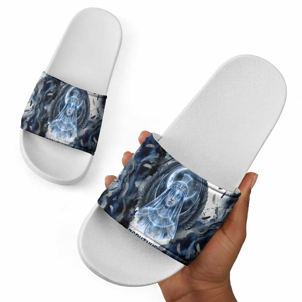 Nephthys Egyptian Slide Sandals The Dark Sister Falcon Wings Moon Veil