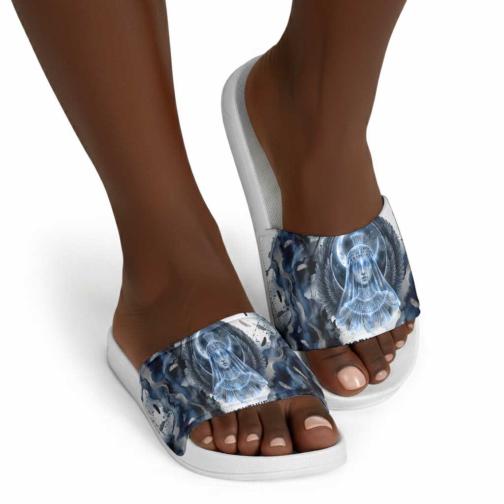 Nephthys Egyptian Slide Sandals The Dark Sister Falcon Wings Moon Veil