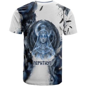 Nephthys Egyptian T shirt The Dark Sister Falcon Wings Moon Veil