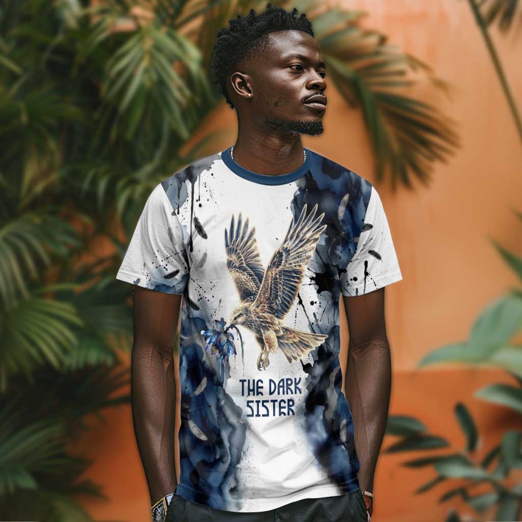 Nephthys Egyptian T shirt The Dark Sister Falcon Wings Moon Veil