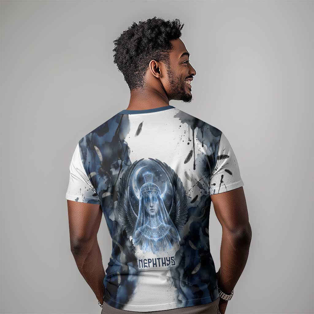 Nephthys Egyptian T shirt The Dark Sister Falcon Wings Moon Veil