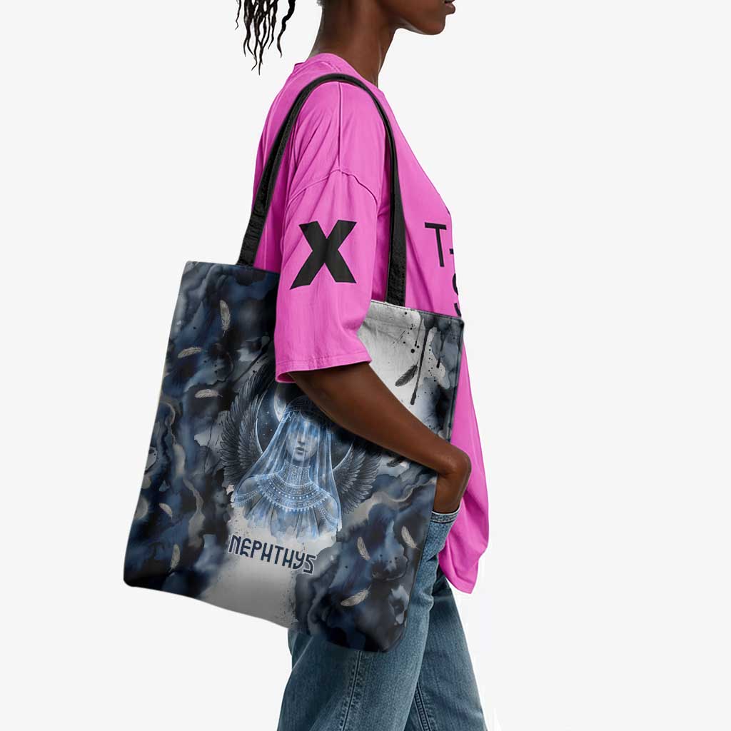 Nephthys Egyptian Tote Bag The Dark Sister Falcon Wings Moon Veil