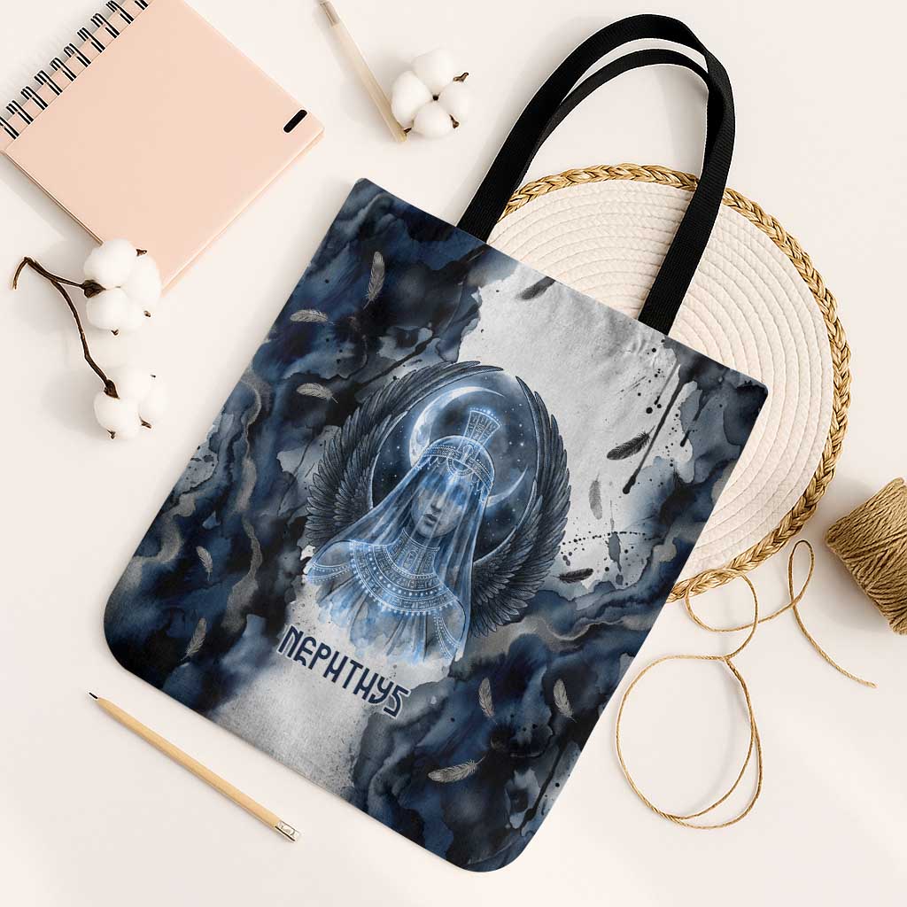 Nephthys Egyptian Tote Bag The Dark Sister Falcon Wings Moon Veil