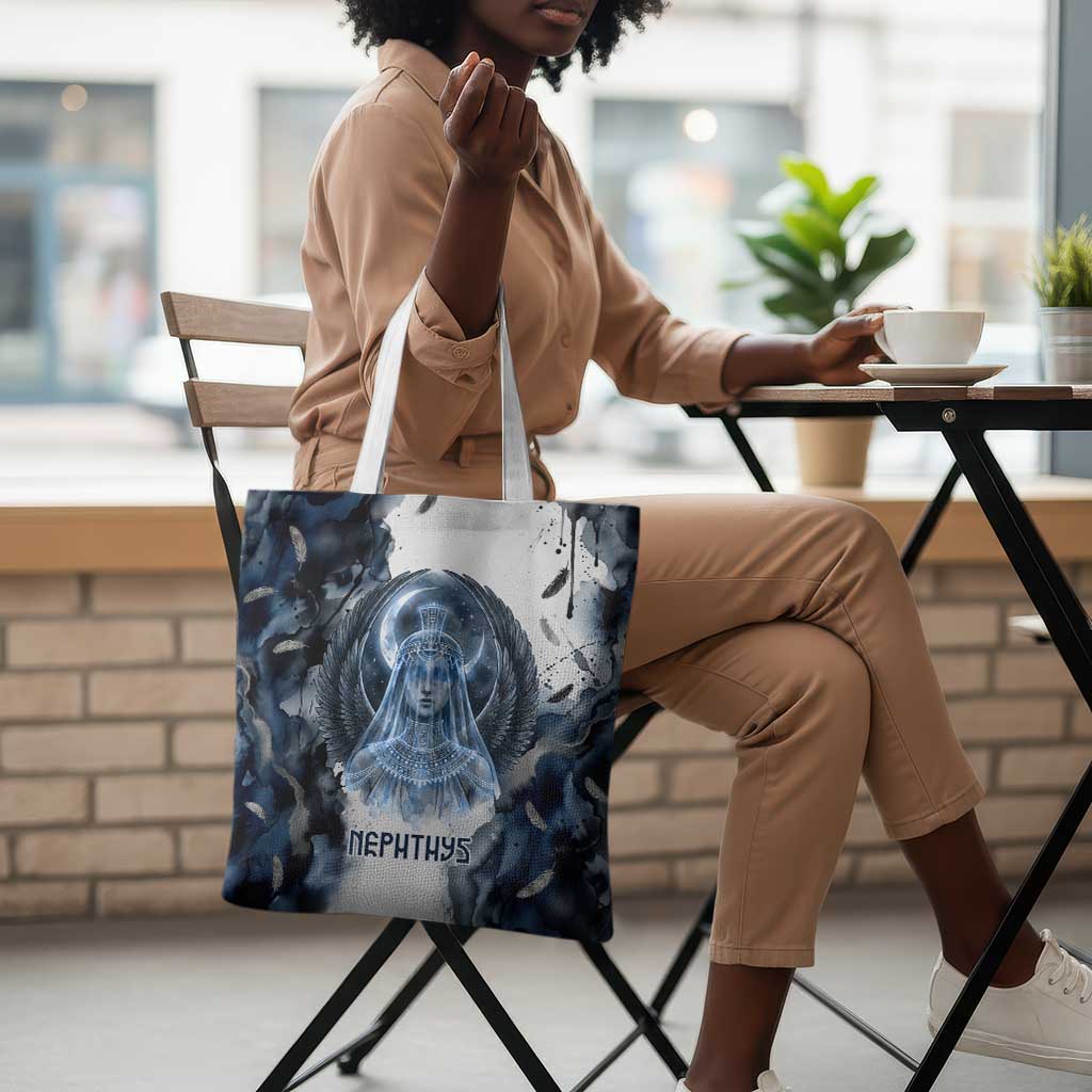 Nephthys Egyptian Tote Bag The Dark Sister Falcon Wings Moon Veil