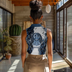 Nephthys Egyptian Women Sleeveless Polo Shirt The Dark Sister Falcon Wings Moon Veil