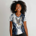 Nephthys Egyptian Women V-Neck T-Shirt The Dark Sister Falcon Wings Moon Veil