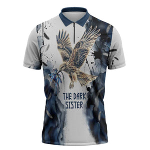 Nephthys Egyptian Zipper Polo Shirt The Dark Sister Falcon Wings Moon Veil