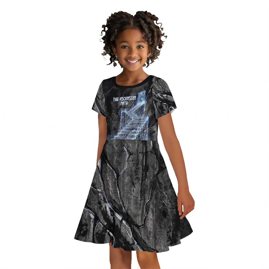 Nut Kid Short Sleeve Dress Egyptian Keeper of Souls Celestial Stairway Ascension Path Cosmic Goddess of the Night Sky