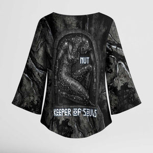 Nut Kimono Sleeve Blouse Egyptian Keeper of Souls Celestial Stairway Ascension Path Cosmic Goddess of the Night Sky