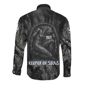 Nut Long Sleeve Button Shirt Egyptian Keeper of Souls Celestial Stairway Ascension Path Cosmic Goddess of the Night Sky