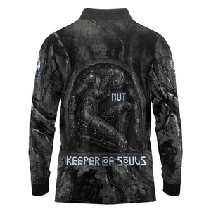 Nut Long Sleeve Polo Shirt Egyptian Keeper of Souls Celestial Stairway Ascension Path Cosmic Goddess of the Night Sky