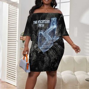 Nut Off Shoulder Short Dress Egyptian Keeper of Souls Celestial Stairway Ascension Path Cosmic Goddess of the Night Sky