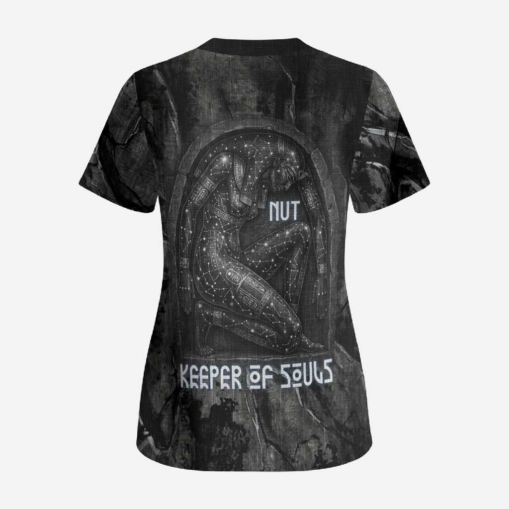 Nut Scrub Top Egyptian Keeper of Souls Celestial Stairway Ascension Path Cosmic Goddess of the Night Sky