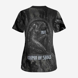 Nut Scrub Top Egyptian Keeper of Souls Celestial Stairway Ascension Path Cosmic Goddess of the Night Sky