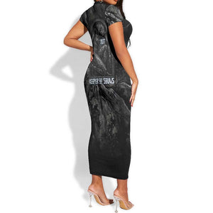 Nut Short Sleeve Bodycon Dress Egyptian Keeper of Souls Celestial Stairway Ascension Path Cosmic Goddess of the Night Sky