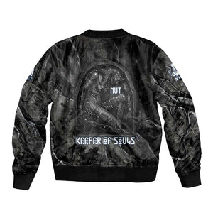Nut Sleeve Zip Bomber Jacket Egyptian Keeper of Souls Celestial Stairway Ascension Path Cosmic Goddess of the Night Sky