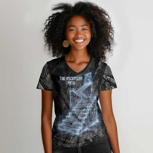 Nut Women V-Neck T-Shirt Egyptian Keeper of Souls Celestial Stairway Ascension Path Cosmic Goddess of the Night Sky