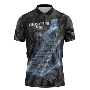 Nut Zipper Polo Shirt Egyptian Keeper of Souls Celestial Stairway Ascension Path Cosmic Goddess of the Night Sky