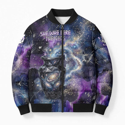 Nut Egyptian Bomber Puffer Jacket She Who Bore the Gods Galactic Vessel Cosmic Goddess Star Map