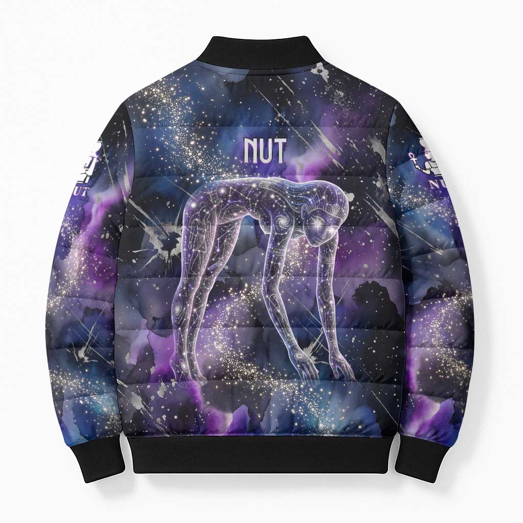 Nut Egyptian Bomber Puffer Jacket She Who Bore the Gods Galactic Vessel Cosmic Goddess Star Map