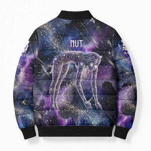 Nut Egyptian Bomber Puffer Jacket She Who Bore the Gods Galactic Vessel Cosmic Goddess Star Map