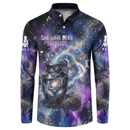 Nut Egyptian Button Sweatshirt She Who Bore the Gods Galactic Vessel Cosmic Goddess Star Map