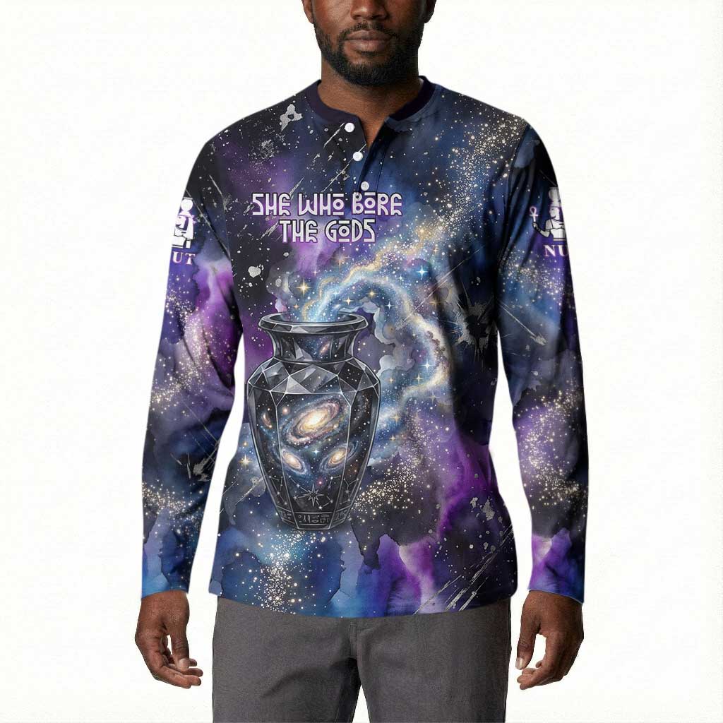 Nut Egyptian Button Sweatshirt She Who Bore the Gods Galactic Vessel Cosmic Goddess Star Map