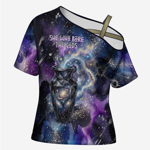 Nut Egyptian Cross Shoulder Shirt She Who Bore the Gods Galactic Vessel Cosmic Goddess Star Map