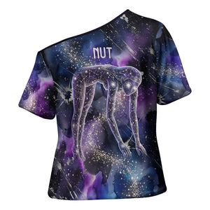 Nut Egyptian Cross Shoulder Shirt She Who Bore the Gods Galactic Vessel Cosmic Goddess Star Map
