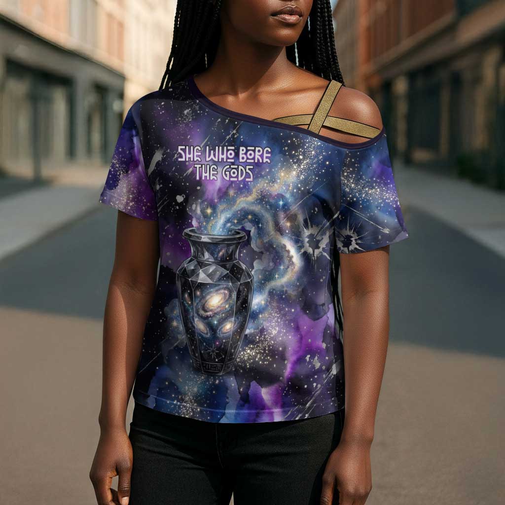 Nut Egyptian Cross Shoulder Shirt She Who Bore the Gods Galactic Vessel Cosmic Goddess Star Map