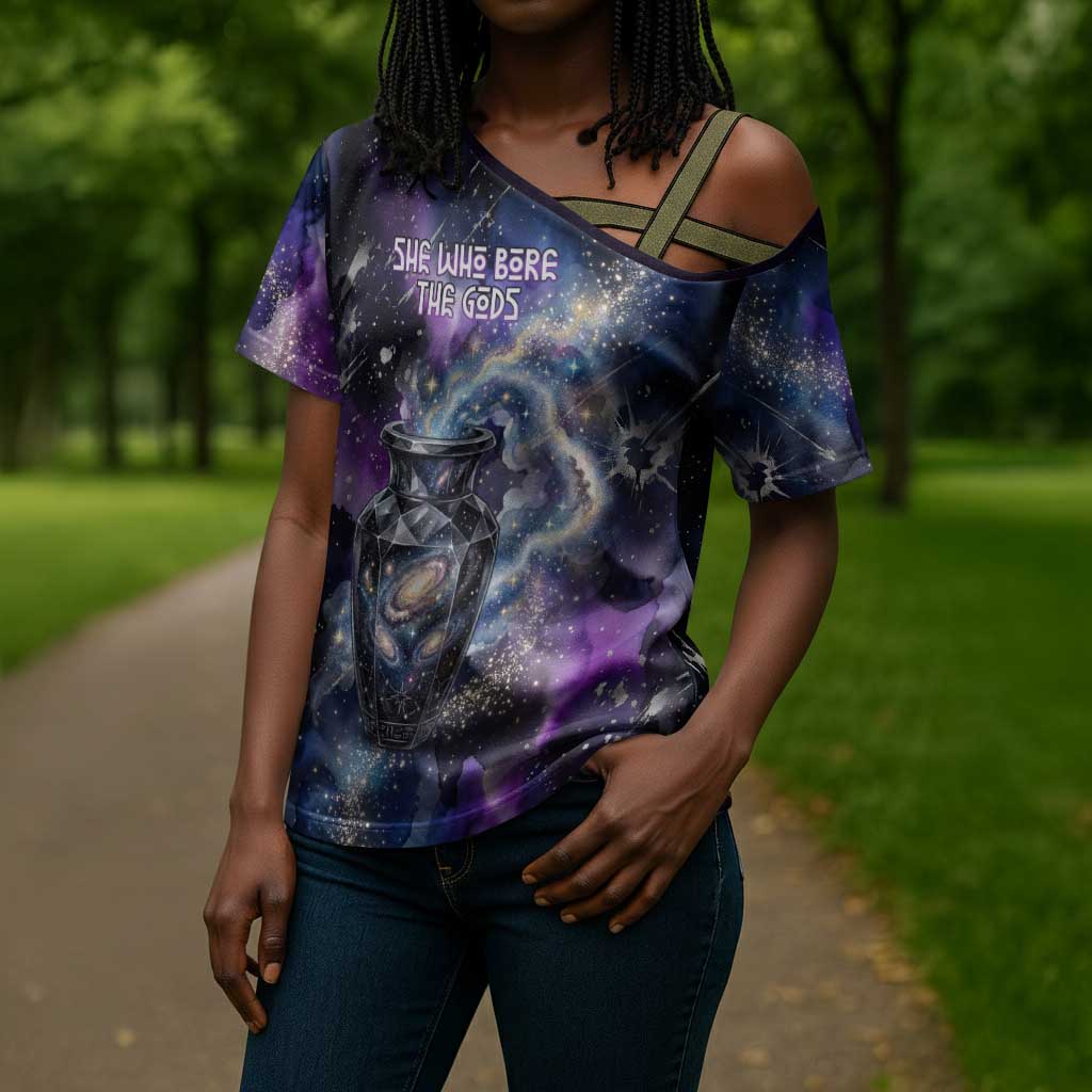 Nut Egyptian Cross Shoulder Shirt She Who Bore the Gods Galactic Vessel Cosmic Goddess Star Map