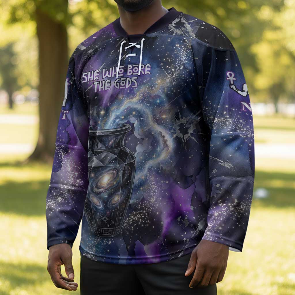 Nut Egyptian Hockey Jersey She Who Bore the Gods Galactic Vessel Cosmic Goddess Star Map