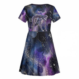 Nut Egyptian Kid Short Sleeve Dress She Who Bore the Gods Galactic Vessel Cosmic Goddess Star Map