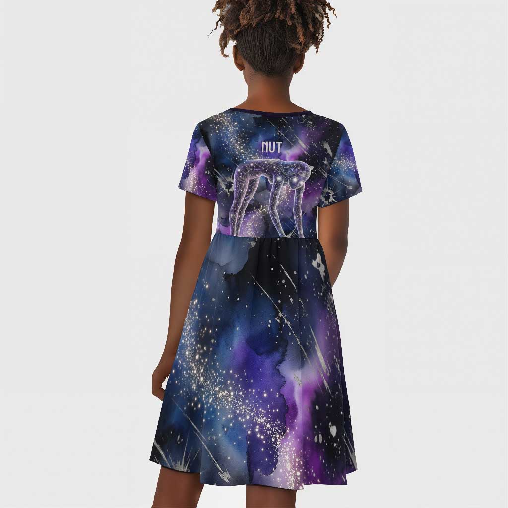 Nut Egyptian Kid Short Sleeve Dress She Who Bore the Gods Galactic Vessel Cosmic Goddess Star Map