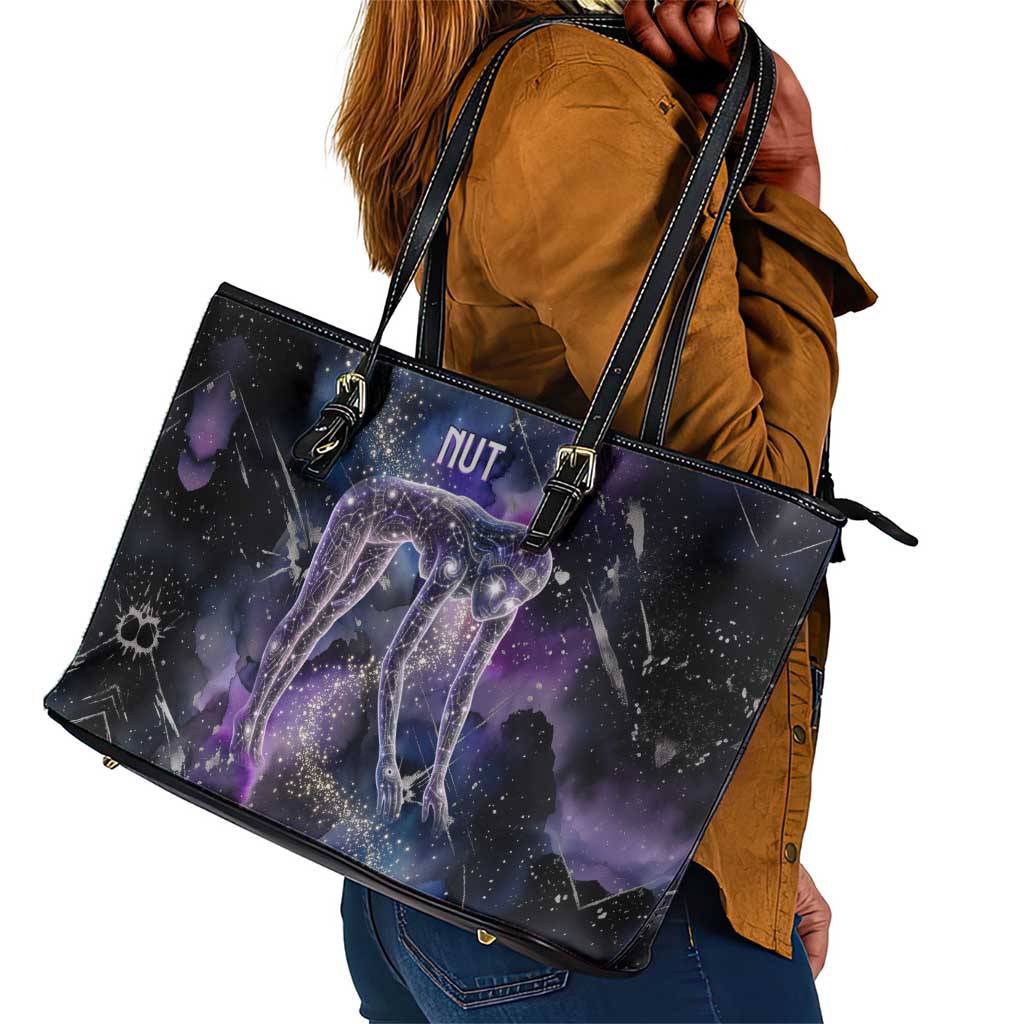 Nut Egyptian Leather Tote Bag She Who Bore the Gods Galactic Vessel Cosmic Goddess Star Map